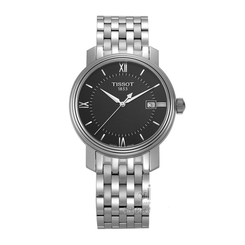 Tissot T Classic Bridgeport Black Dial Silver Steel Strap Watch For Men - T097.410.11.058.00 Watches Tissot   