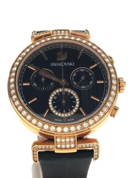 Swarovski Era Journey Chronograph Black Dial Black Leather Strap Watch for Women - 5295320 Watches Swarovski   