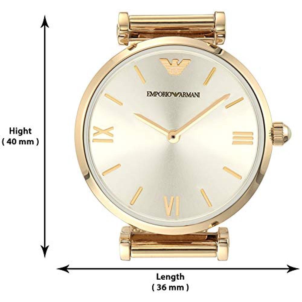 Emporio Armani Retro Gold Dial Gold Mesh Bracelet Watch For Women - AR1957 Watches Emporio Armani   