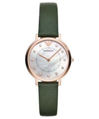 Emporio Armani Mother of Pearl Dial Green Leather Strap Watch For Women - AR11150 Watches Emporio Armani   