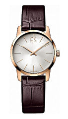 Calvin Klein City White Mother of Pearl Dial Brown Leather Strap Watch for Women - K2G23620 Watches Calvin Klein   