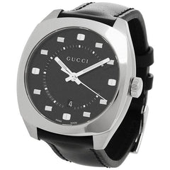 Gucci GG2570 Black Dial Black Leather Strap Watch For Men - YA142307 Watches Gucci   