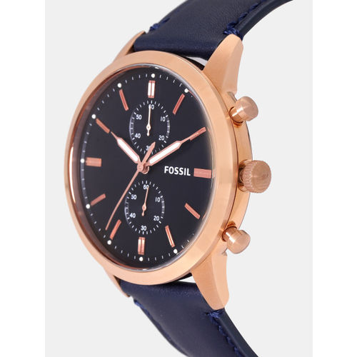 Fossil Townsman Chronograph Blue Dial Blue Leather Strap Watch for Men - FS5436 Watches Fossil   