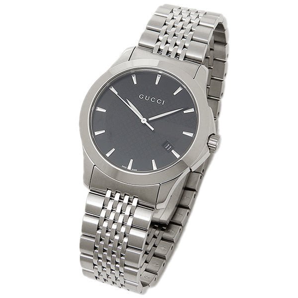 Gucci G Timeless Black Dial Silver Steel Strap Watch For Men - YA126402 Watches Gucci   