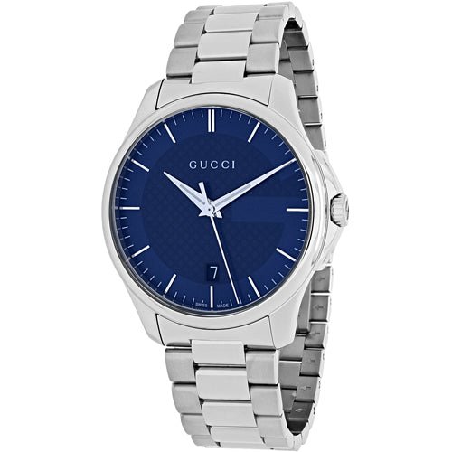 Gucci G Timeless Blue Dial Silver Steel Strap Watch For Men - YA126440 Watches Gucci   