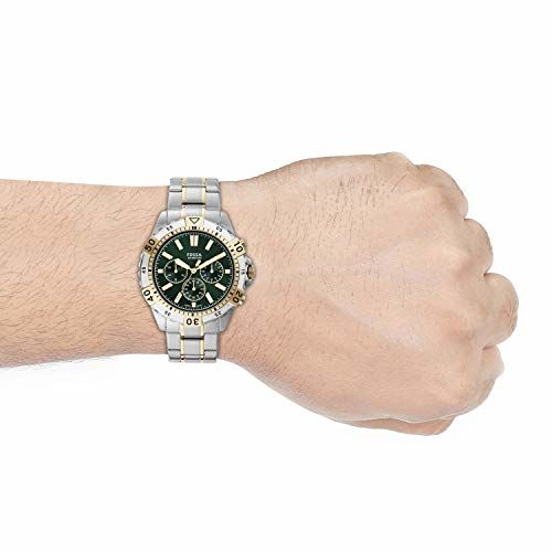 Fossil Garrett Chronograph Green Dial Two Tone Steel Strap Watch for Men - FS5622 Watches Fossil   