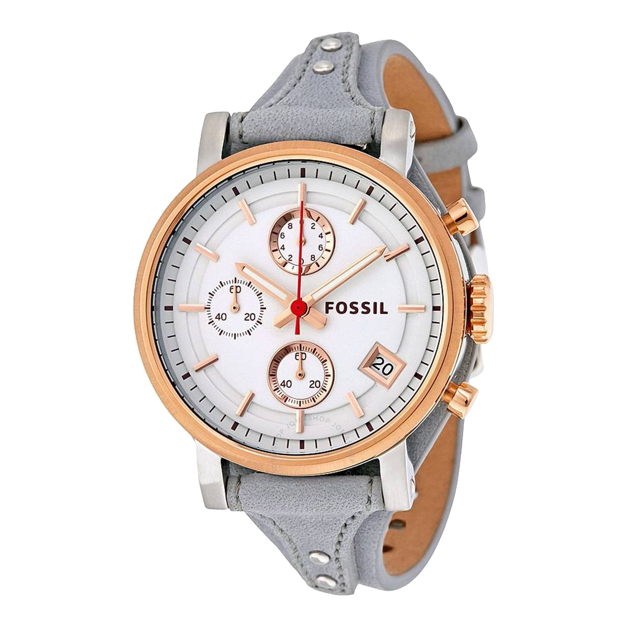 Fossil Original Boyfriend White Dial Light Blue Leather Strap Watch for Women - ES4045 Watches Fossil   