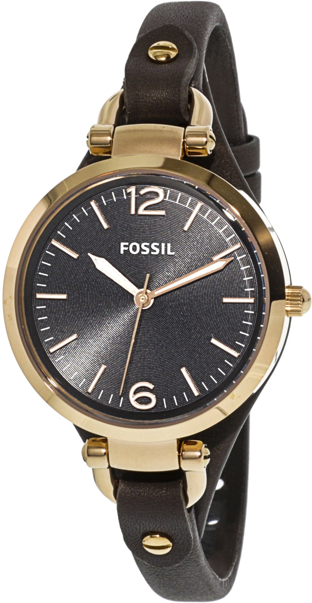 Fossil Georgia Smoke Grey Dial Grey Leather Strap Watch for Women - ES3077 Watches Fossil   