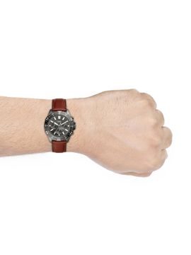 Fossil Garrett Chronograph Grey Dial Brown Leather Strap Watch for Men - FS5770 Watches Fossil   