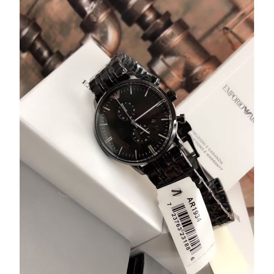 Emporio Armani Chronograph Black Dial Black Stainless Steel Watch For Men - AR1934 Watches Emporio Armani   