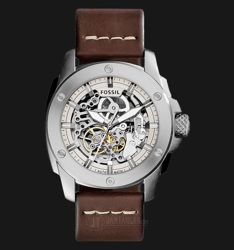 Fossil Modern Machine Automatic Skeleton White Dial Brown Leather Strap Watch for Women - ME3083 Watches Fossil   