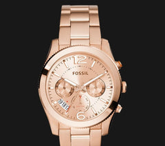 Fossil Boyfriend Multifunction Rose Gold Dial Rose Gold Steel Strap Watch for Women - ES3885 Watches Fossil   