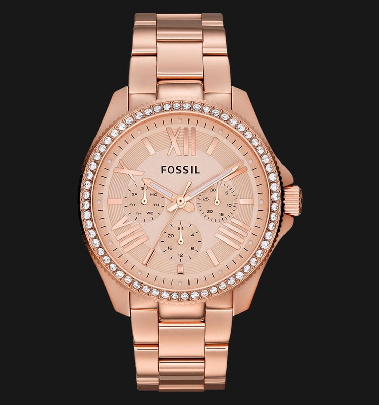 Fossil Cecile Rose Gold Dial Rose Gold Steel Strap Watch for Women - AM4483 Watches Fossil   