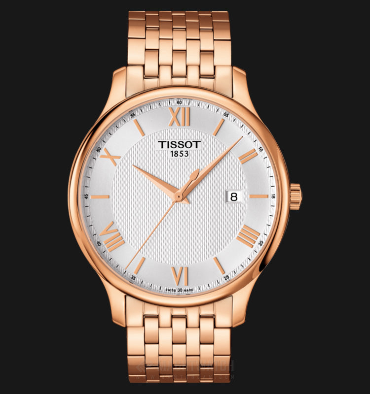 Tissot T Classic Tradition White Dial Rose Gold Stainless Steel Strap Watch For Women - T063.610.33.038.00 Watches Tissot   