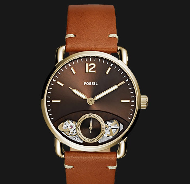 Fossil The Commuter Twist Black Dial Brown Leather Strap Watch for Men -  ME1166 Watches Fossil   