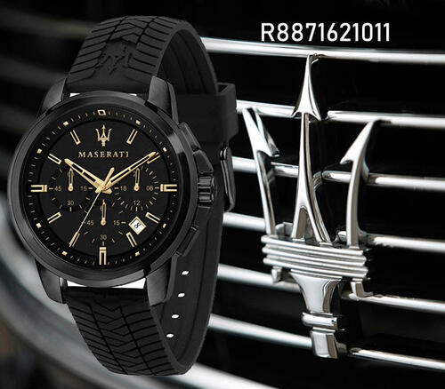 Maserati Successo Black Dial Black Rubber Strap Watch For Men - R8871621011 Watches Maserati   