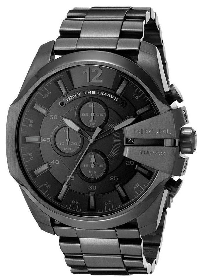 Diesel Mega Chief Chronograph Black Dial Black Stainless Steel Watch For Men - DZ4355 Watches Diesel   