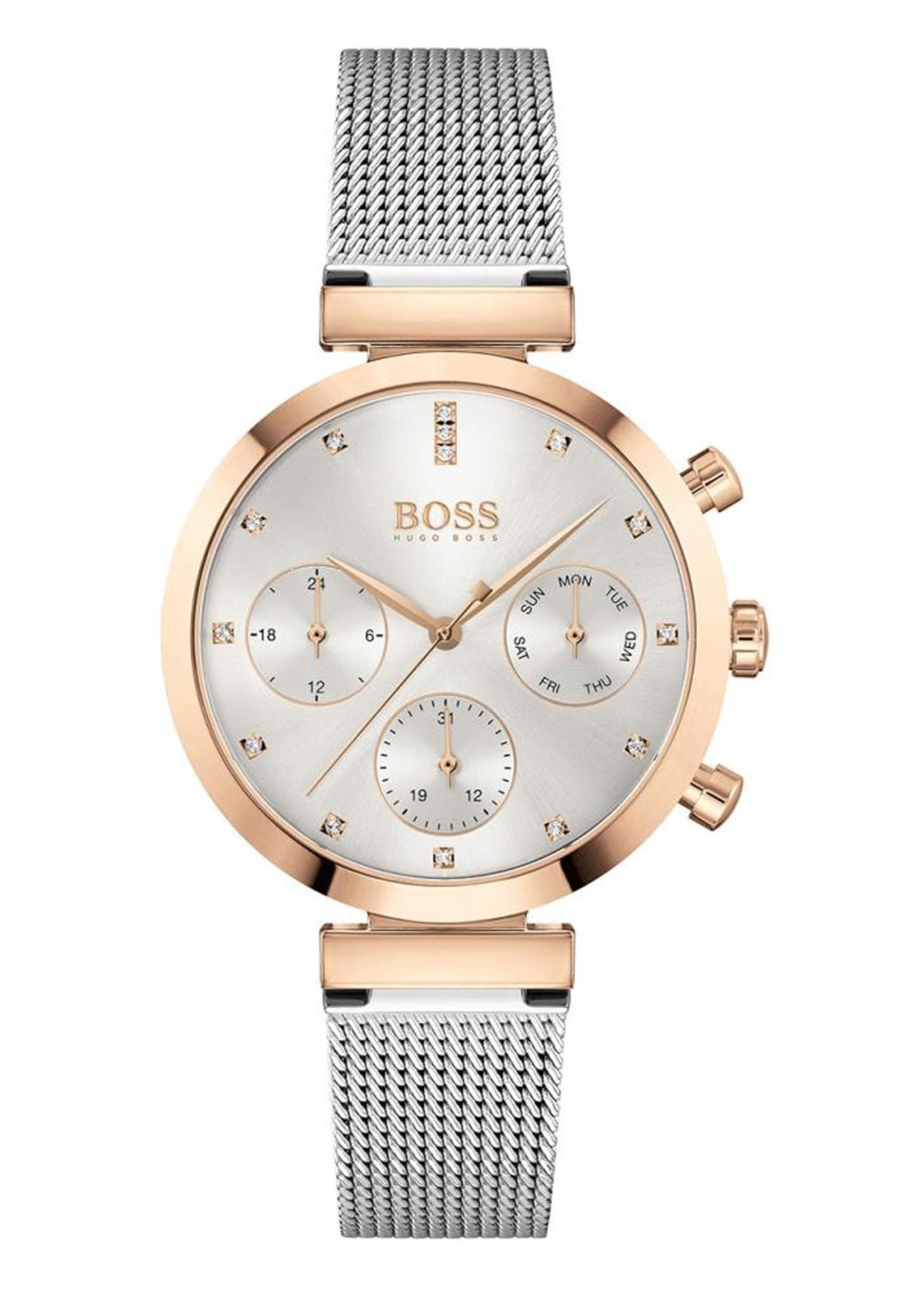 Hugo Boss Flawless Silver Dial Silver Mesh Bracelet Watch for Women -1502551 Watches Hugo Boss   