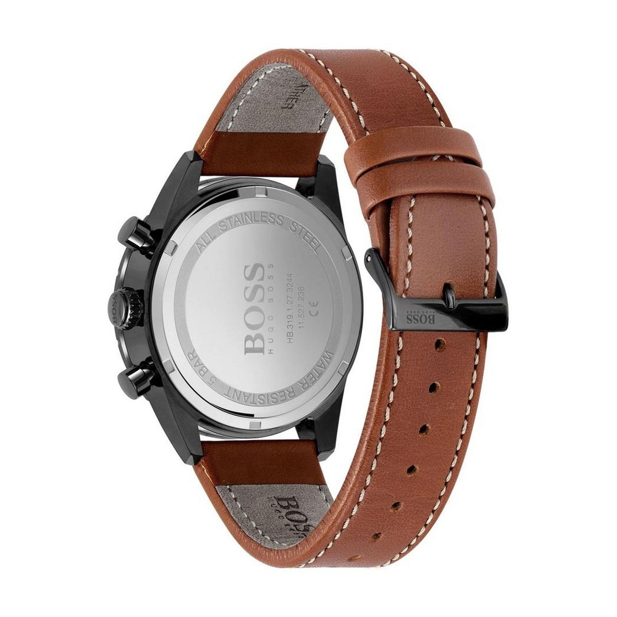 Hugo Boss Pilot Black Dial Brown Leather Strap Watch for Men - 1513851 Watches Hugo Boss   