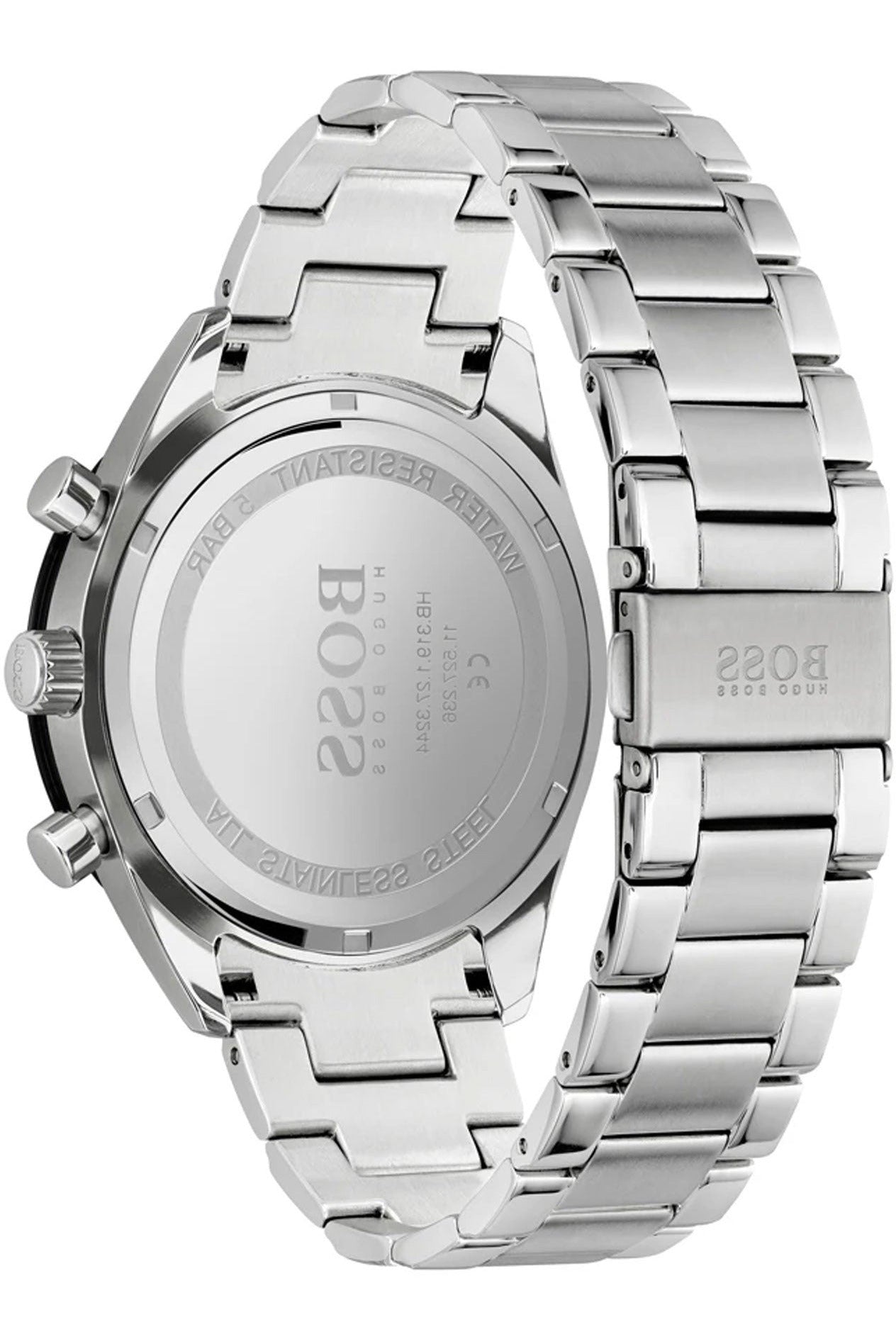 Hugo Boss Santiago Black Dial Silver Steel Strap Watch for Men - 1513862 Watches Hugo Boss   