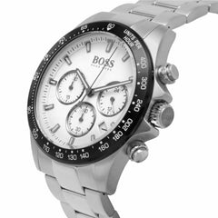 Hugo Boss Hero Chronograph White Dial Silver Steel Strap Watch for Men - 1513875 Watches Hugo Boss   