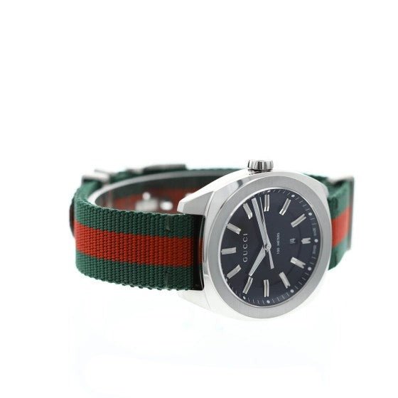 Gucci GG2570 Black Dial Green & Red Nylon Strap Watch For Men - YA142305 Watches Gucci   