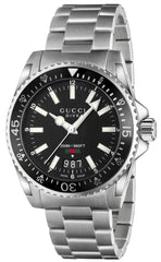 Gucci Dive Black Dial Silver Steel Strap Watch For Men - YA136301 Watches Gucci   