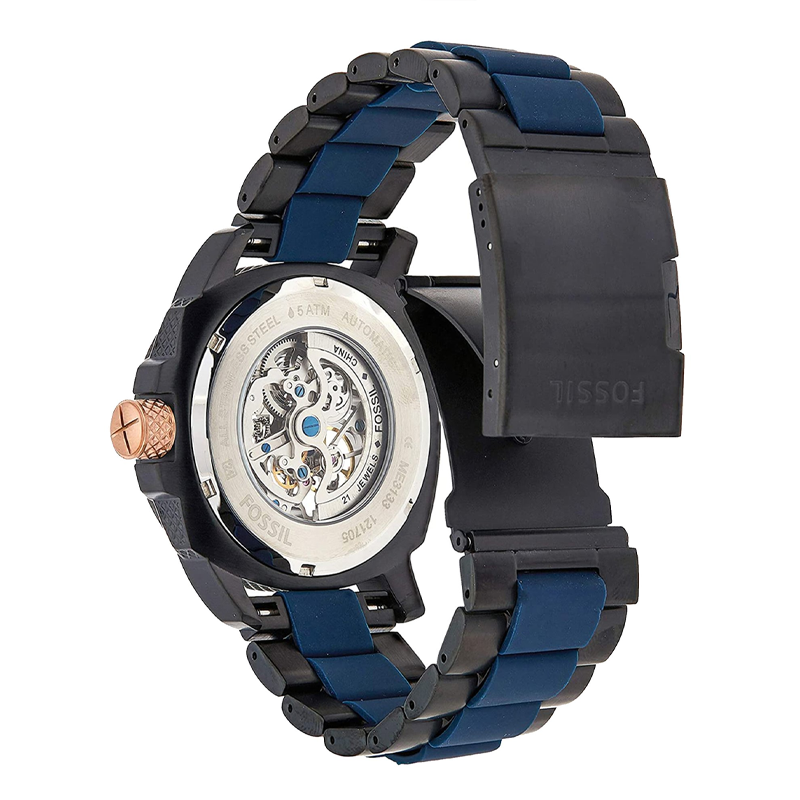 Fossil Modern Machine Automatic Skeleton Blue Dial Two Tone Steel Strap Watch for Men - ME3133 Watches Fossil   