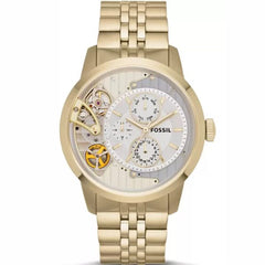 Fossil Skeleton Chronograph Gold Dial Gold Steel Strap Watch for Men -  ME1137 Watches Fossil   