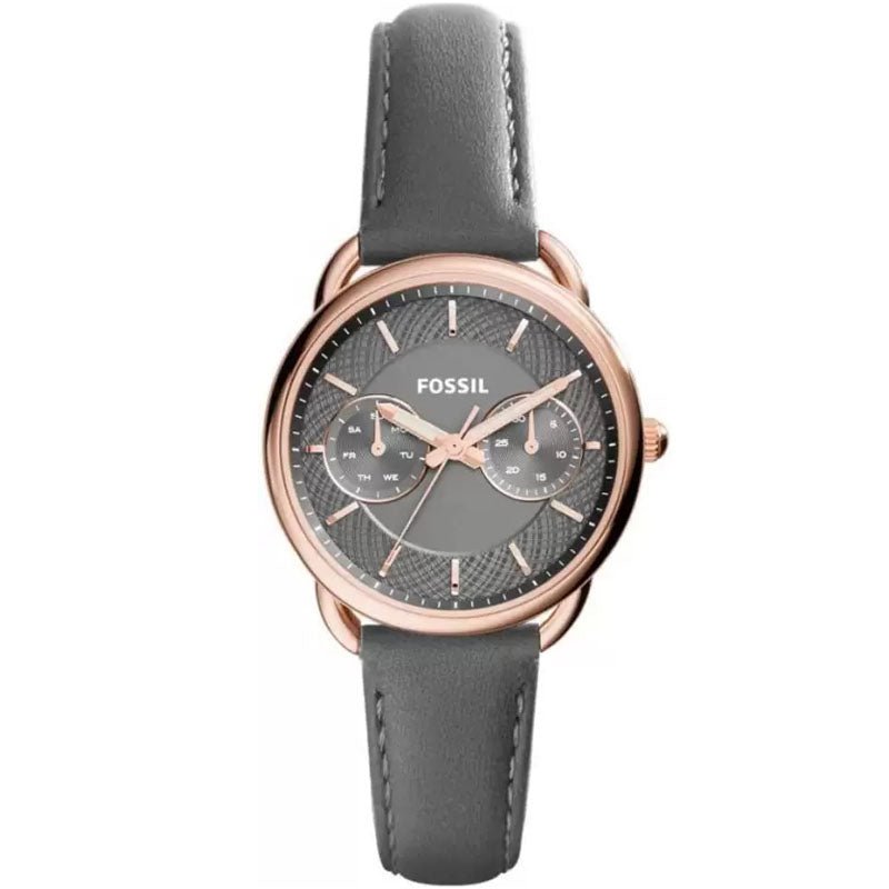 Fossil Tailor Grey Dial Grey Leather Strap Watch for Women - ES3913 Watches Fossil   