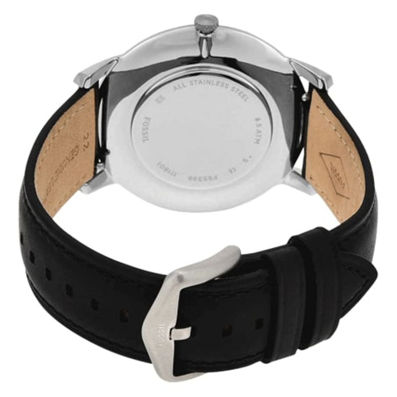 Fossil The Minimalist Three Hand Black Dial Black Leather Strap Watch for Men - FS5398 Watches Fossil   