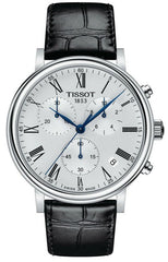 Tissot Carson Premium Chronograph White Dial Black Leather Strap Watch For Men - T122.417.16.033.00 Watches Tissot   