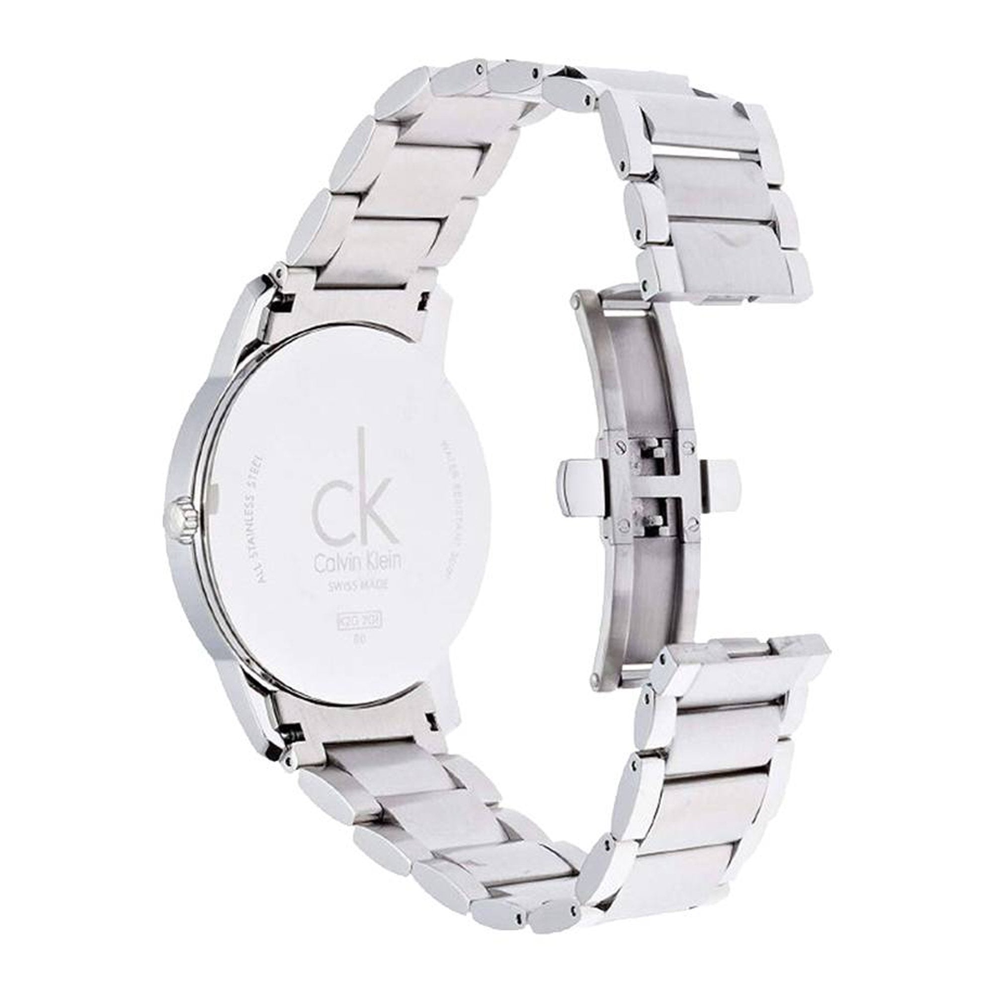 Calvin Klein City Date Black Dial Silver Steel Strap Watch for Men - K2G2G143 Watches Calvin Klein   