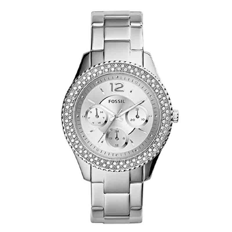 Fossil Stella Silver Dial Silver Steel Strap Watch for Women - ES3588 Watches Fossil   