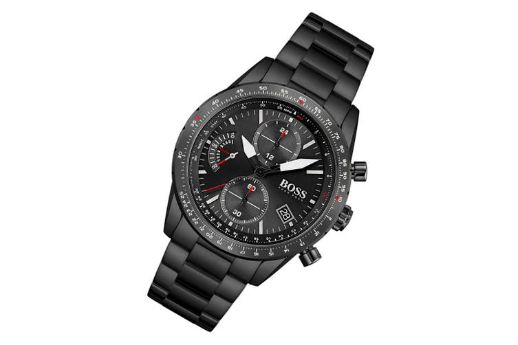 Hugo Boss Pilot Edition Black Dial Black Steel Strap Watch for Men - 1513854 Watches Hugo Boss   