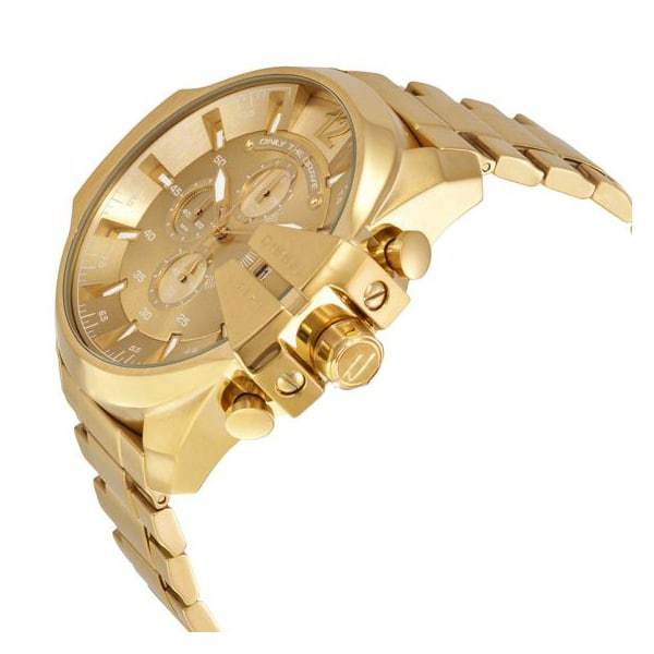 Diesel Mega Chief Gold Dial Gold Stainless Steel Chronograph Watch For Men - DZ4360 Watches Diesel   