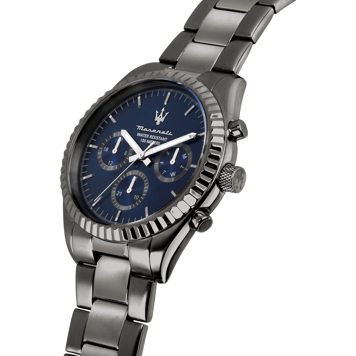 Maserati Competizione Blue Dial Stainless Steel Grey Strap Watch For Men - R8853100019 Watches Maserati   