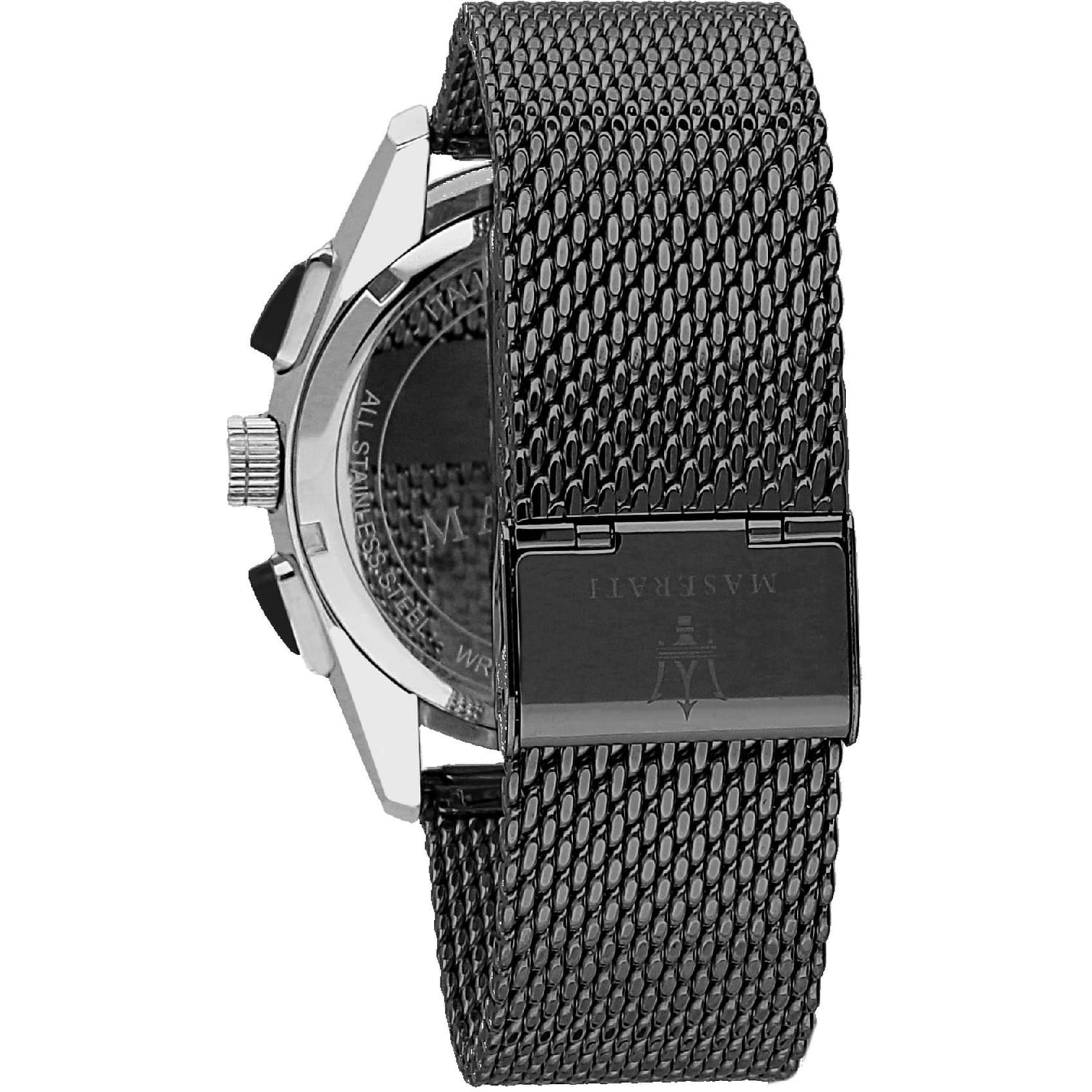 Maserati Traguardo Chronograph Black Dial Mesh Bracelet Watch For Men - R8873612006 Watches Maserati   