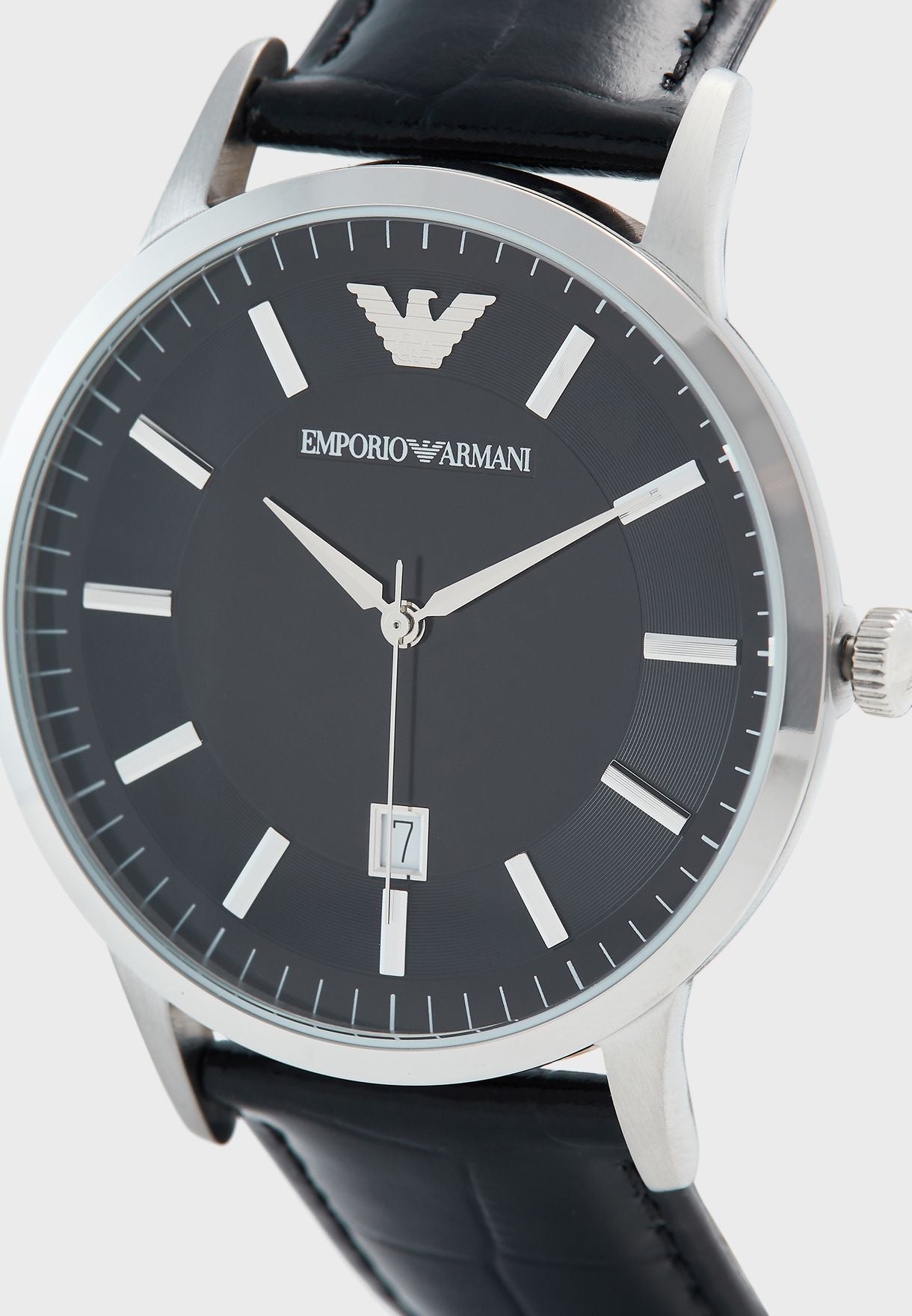 Emporio Armani Renato Black Dial Leather Strap Watch For Men - AR2411 Watches Emporio Armani   