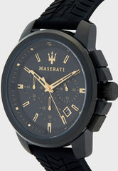 Maserati Successo Black Dial Black Rubber Strap Watch For Men - R8871621011 Watches Maserati   