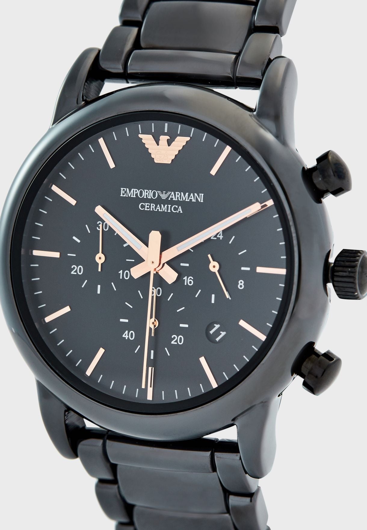 Emporio Armani Luigi Ceramic Chronograph Black Dial Black Strap Watch For Men - AR1509 Watches Emporio Armani   