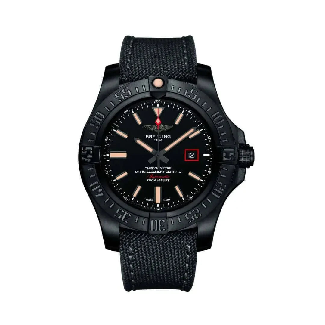 Breitling Avenger Blackbird 44mm Black Dial Black Nylon Strap Watch for Men - V1731110/BD74/109W/M20BASA.1 Watches Breitling   