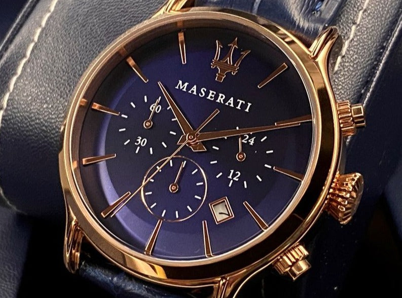 Maserati Epoca Blue Dial Leather Blue Strap Watch For Men - R8871618007 Watches Maserati   