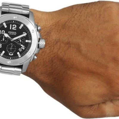 Fossil Modern Machine Black Dial Silver Steel Strap Watch for Men - FS4926 Watches Fossil   