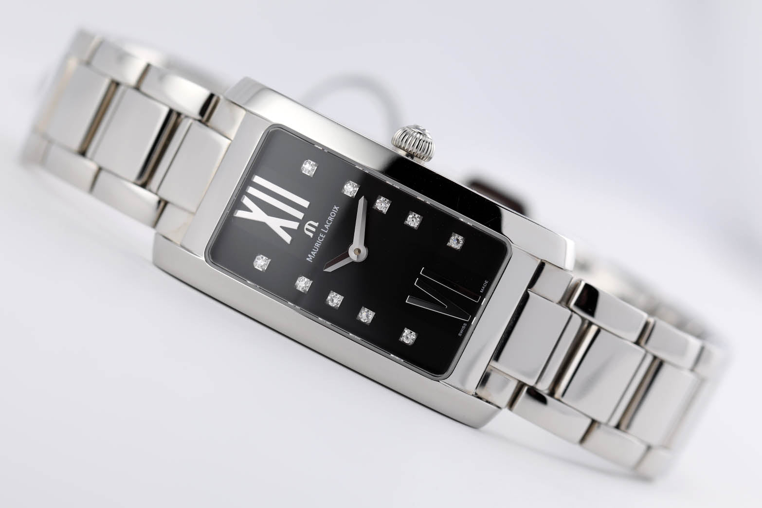 Maurice Lacroix Fiaba Black Dial Silver Steel Strap Watch for Women - FA2164-SS002-350 Watches Maurice Lacroix   