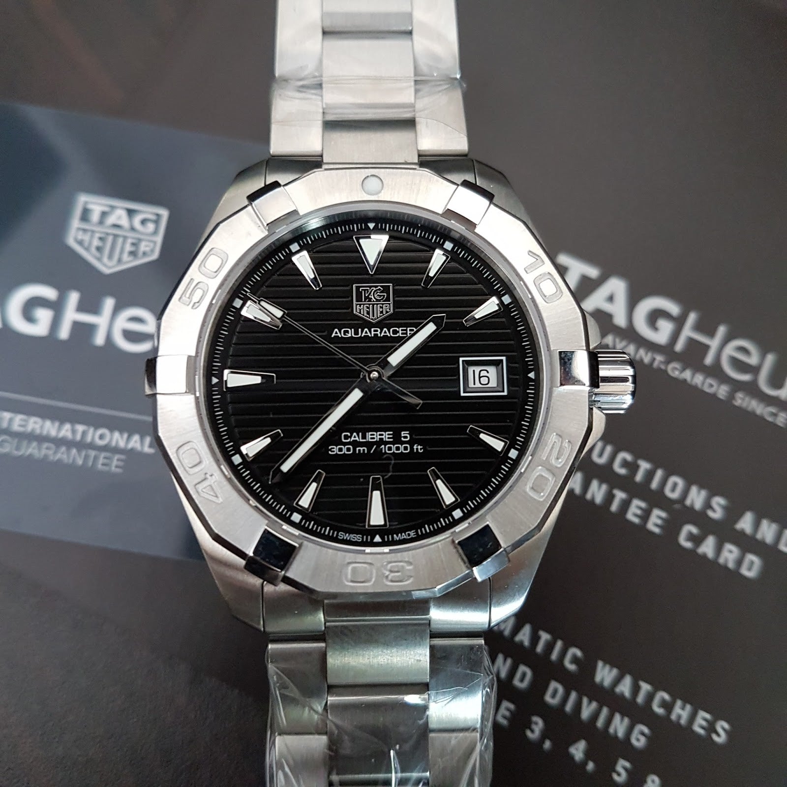 Tag Heuer Aquaracer Automatic 41mm Black Dial Silver Steel Strap Watch for Men - WAY2110.BA0928 Watches Tag Heuer   