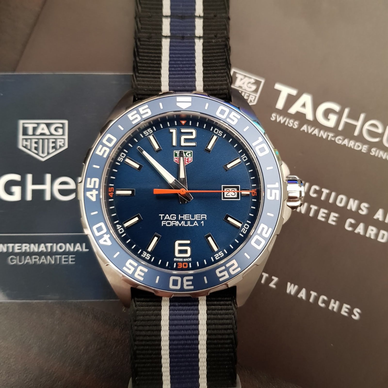 Tag Heuer Formula 1 Quartz 43mm Blue Dial Two Tone NATO Strap Watch for Men - WAZ1010.FC8197 Watches Tag Heuer   