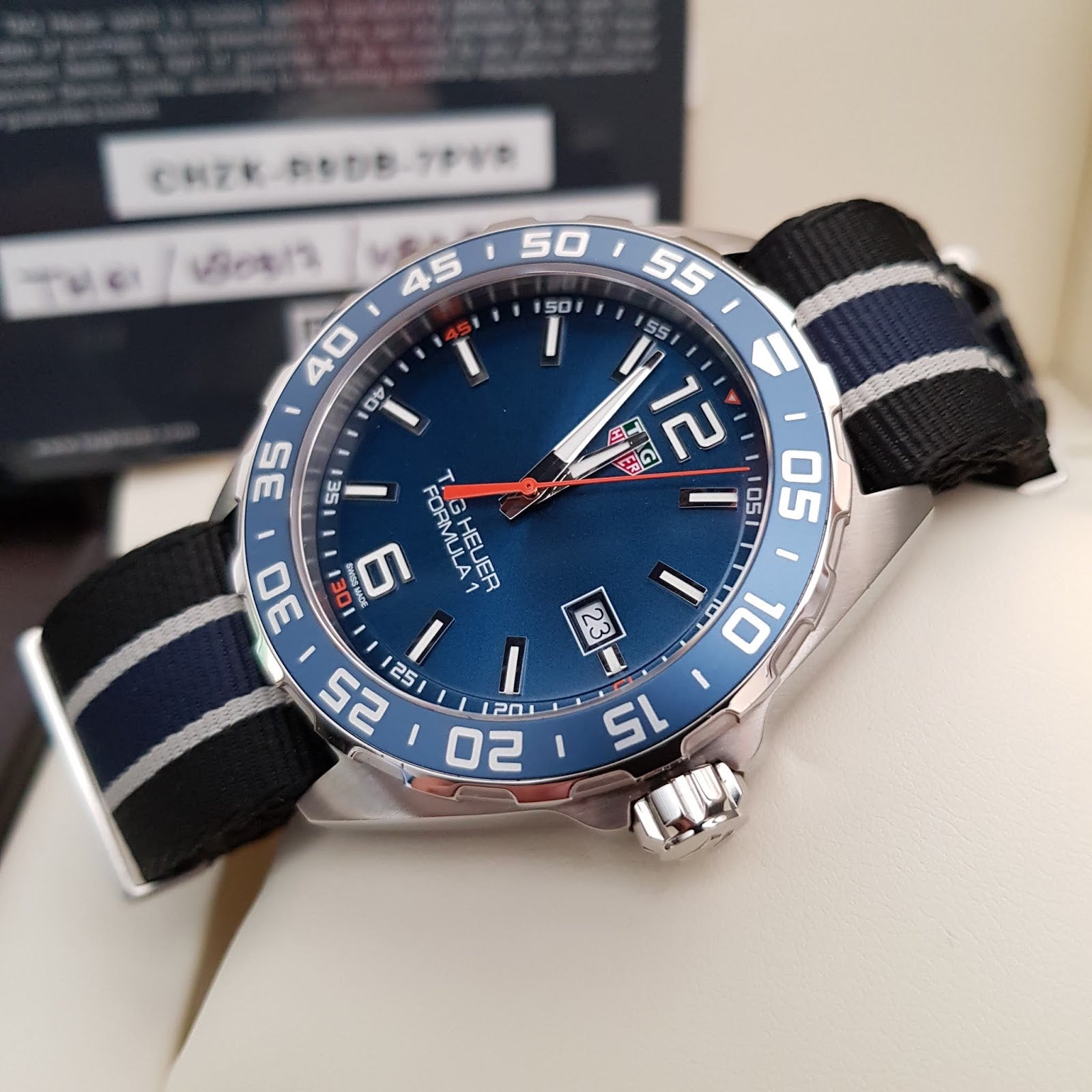 Tag Heuer Formula 1 Quartz 43mm Blue Dial Two Tone NATO Strap Watch for Men - WAZ1010.FC8197 Watches Tag Heuer   