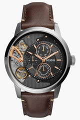 Fossil Townsman Automatic Black Dial Brown Leather Strap Watch for Men -  ME1163 Watches Fossil   