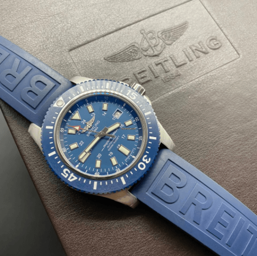 Breitling Superocean 44mm Diver Pro III Special Mariner Blue Dial Blue Rubber Strap Mens Watch - Y1739316/C959 Watches Breitling   